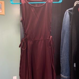 Maroon Tank-top Dress w/ Laced-up Sides